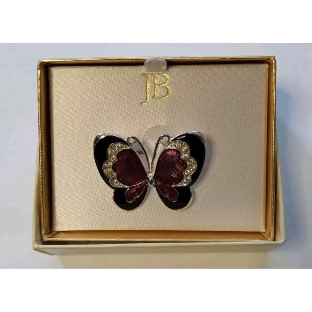 JB Purple Silver Tone Butterfly Pin New In Box